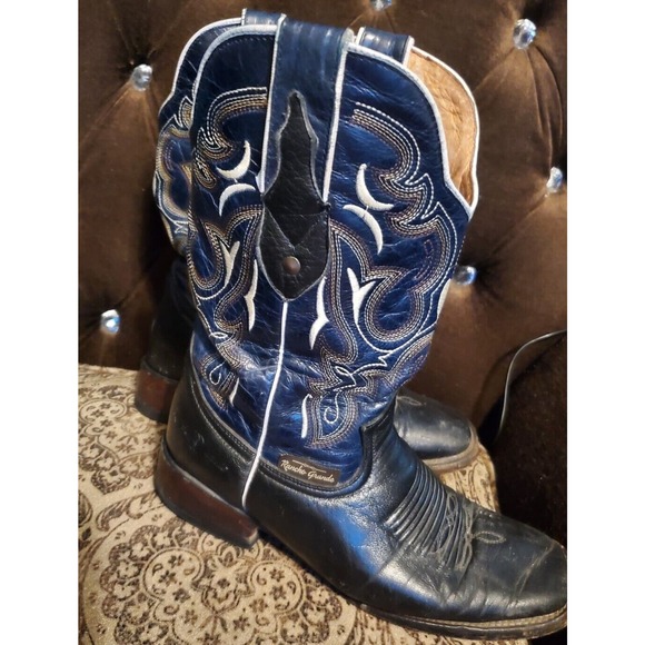 Rancho Grande boots Blue And Brown Leather Mens Size 27 (8) - Picture 1 of 10